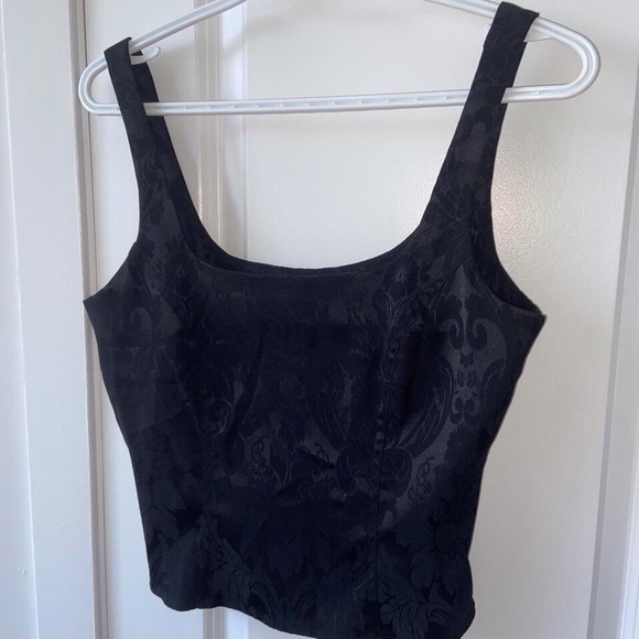 90s Black Floral Corset Top (6) - Picture 5 of 8